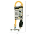 thumbnail image 7 of Coleman Cable 12/3 2' L5-20P Yellow Generator Power Cord Adapter with 3 Way Adapter, 7 of 7