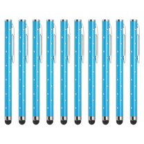 Uxcell 10Pcs Glitter Rhinestone Stylus Pens for Touch Screens Universal Metal Capacitive Pen Blue