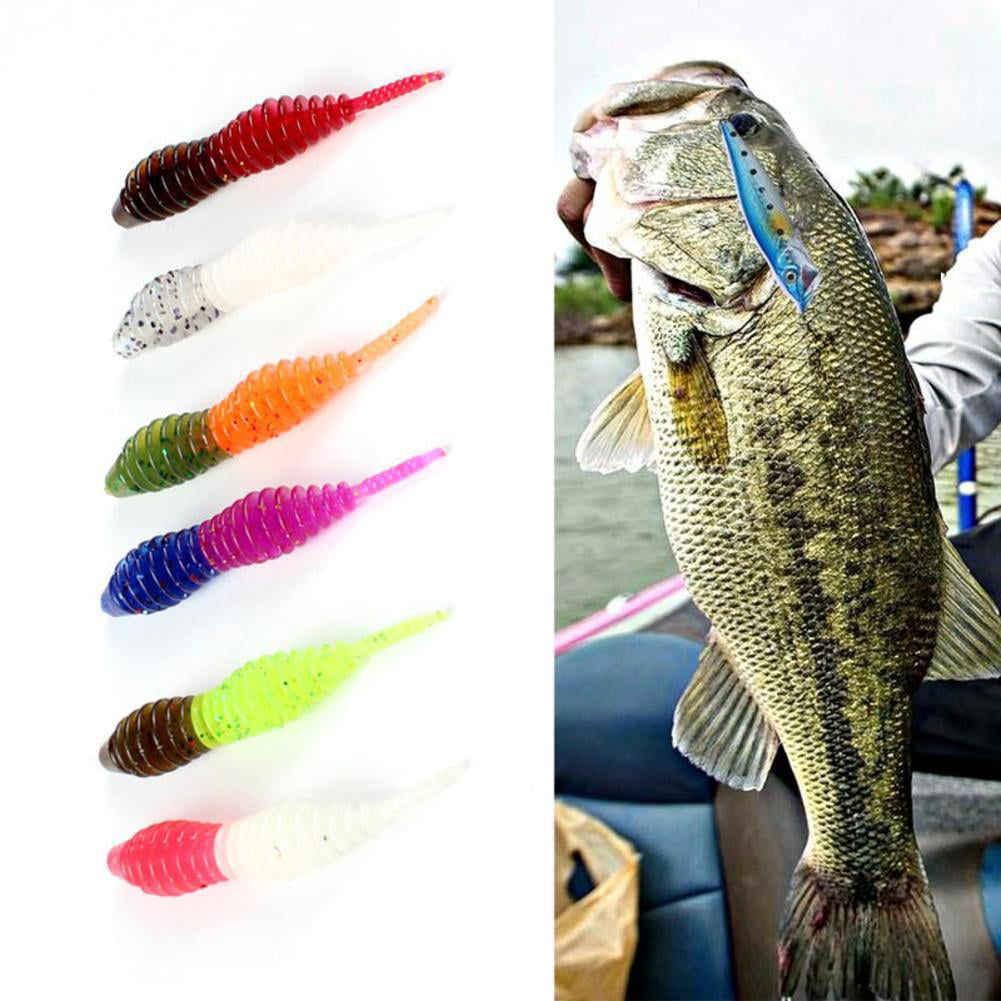 100 Psc Soft Plastic Fishing Lures Maggots Grub Worms Baits Trout Bream
