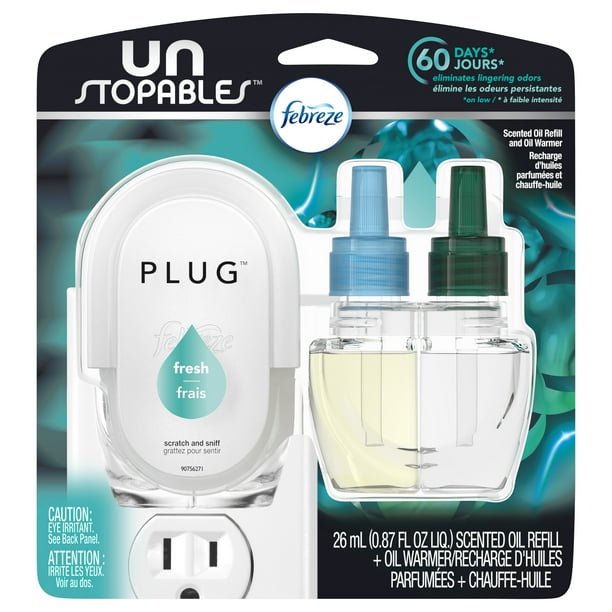 Febreze Unstopables Plug Scented Oil Refill and Warmer, Fresh scent, 0.87 fl oz