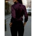 thumbnail image 2 of Women's Button Down Collared Shirt, Point Collar Long Sleeve Slim Fit Blouse, Curved Hem Classic Top, Business Casual Work Office Wear, 2 of 2