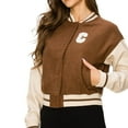 thumbnail image 2 of Cali1850 Women's Varsity Bomber Jacket Snap Button Down Long Sleeve Casual Baseball Collar Jackets with Pockets, 2 of 6