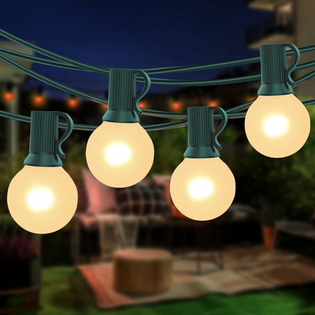 Cadena de luces SUNSGNE G40 para exteriores, 7,5 m, 27 bombillas esmeriladas, 110 V