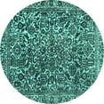 thumbnail image 1 of Ahgly Company Machine Washable Indoor Round Abstract Turquoise Blue Modern Area Rugs, 4' Round, 1 of 4
