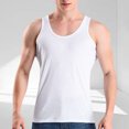 thumbnail image 2 of USNSM Men's Summer Solid Color Sleeveless Base Sports Fitness Round-Neck Tank Top Outdoor Soft Breathable Comfortable Tank Shirt White XL, 2 of 6
