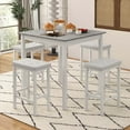 thumbnail image 1 of Costway 5 PCS Bar Table Set Square Dining Table & 4 PVC Leather Upholstered Bar Stools White, 1 of 10