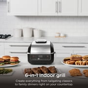 Ninja Foodi 4-Serving Electric Indoor Grill & Air Fryer, 6-in-1 Grill & Air Fryer, Roast, Bake, Broil & Dehydrate, EG201, Black