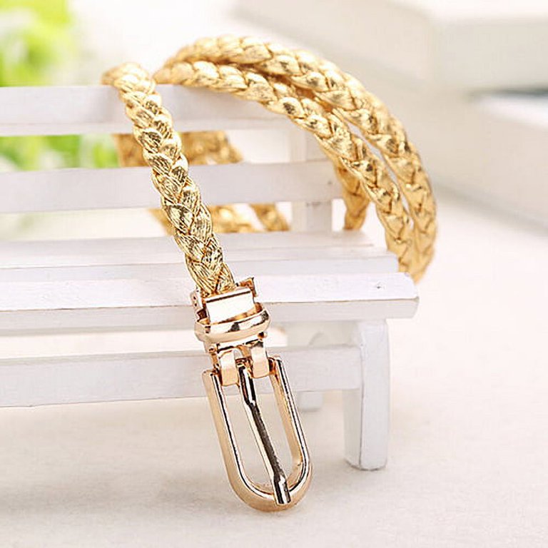 Dress Choice Women Braided Leather Skinny Thin Buckle Strap  display picture 1