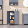 thumbnail image 2 of Bathroom Floor Cabinet, Modern Storage Freestanding Organizer Cabinet with Adjustable Shelves & Double Doors, 3-Tier Home Living Room Furniture, Gray, 2 of 18