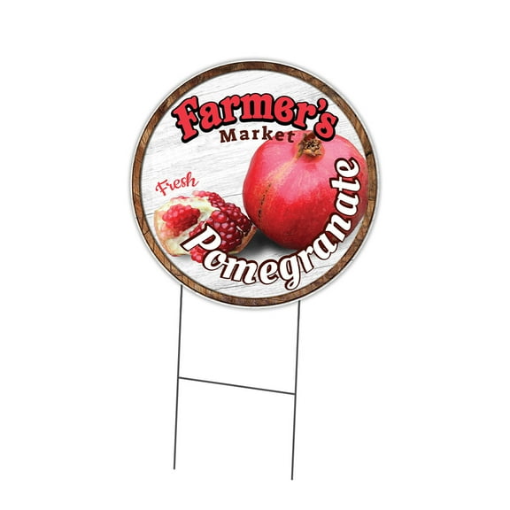 SignMission C-24-CIR-DS-WS-Pomegranate 24 in. Double Sided Corrugated Circular Plastic Sign - Farmers Market Pomegranate
