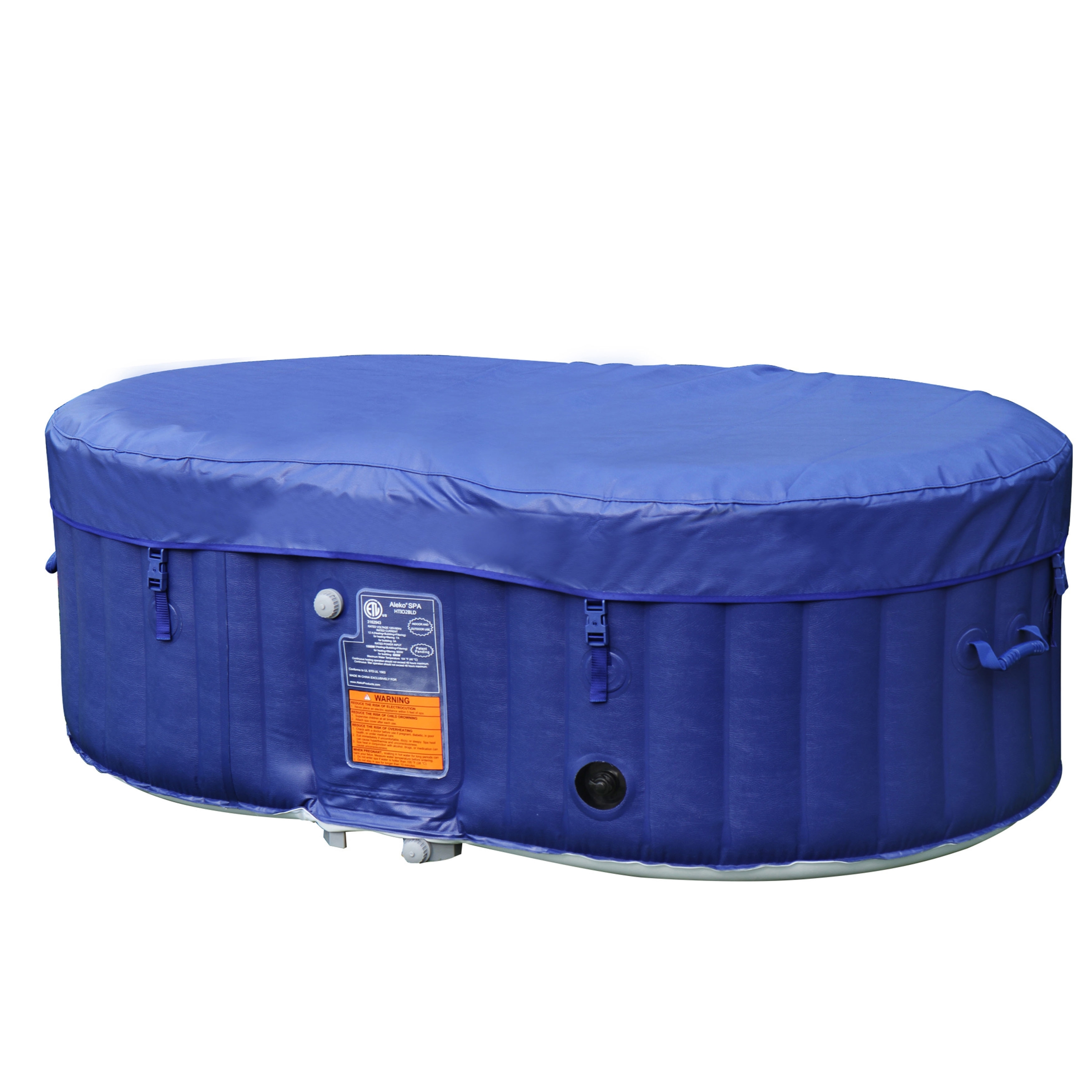 ALEKO Oval Inflatable Dark Blue 2 Person Hot Tub Spa with Drink Tray and Cover - image 3 of 14