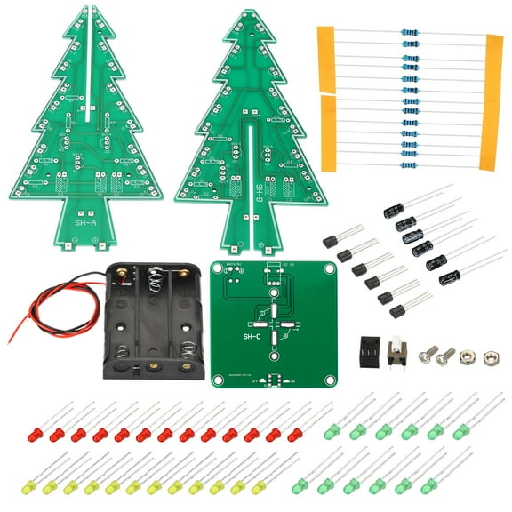 Soldering Practice Board, 1 Set Electronics Kit PCB Board DIY Welding Circuit LED Christmas Tree 3 Color, 5V