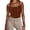 Coffee, variant on Womens Mesh Long Sleeve Blouse Elegant Solid Color Casual and Evening Wear Crew Neck Top Blue L