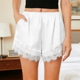 thumbnail image 4 of Sokhug Women's Sleep Shorts Satin Elastic Waist Lace Trim Lounge Shorts with Pockets Silky Nightwear Shorts, 4 of 6