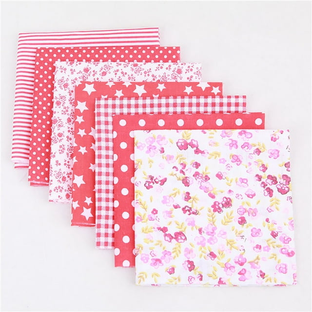 Bovemsi Clearance Red 25*25cm 7PC Patchwork Cloth Group Cloth Small Floral Handmade Diy Cotton Cloth Small Head Cloth