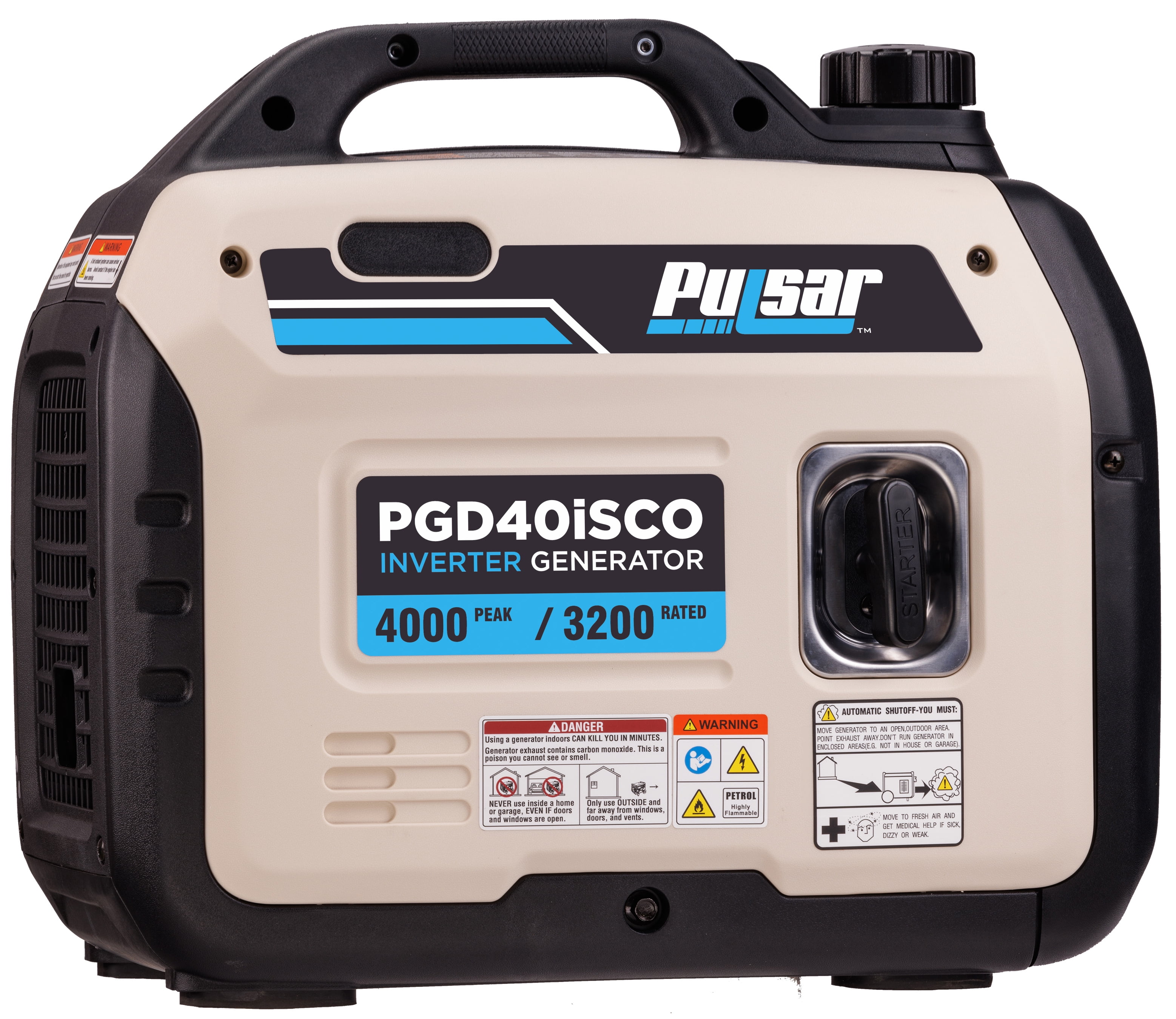 Pulsar 4000-Watt Super Quiet Gas Powered Inverter Generator with CO Sentry, RV Ready