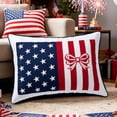 thumbnail image 2 of 11.81x19.69 Inch Bow Flag Patriotic Pillowcase, Red White Blue Decor Slip for Bedroom Sofa and 4th Of July Indoor Holiday Decoration, 2 of 6