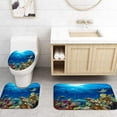 thumbnail image 4 of 4 Pcs Turtle Bathroom Shower Curtain Sets with Rugs, Colorful Bathroom Sets with Shower Curtain and Rugs, Blue Ocean Sea Bathroom Decor Sets with Mats and Towels, 4 of 7