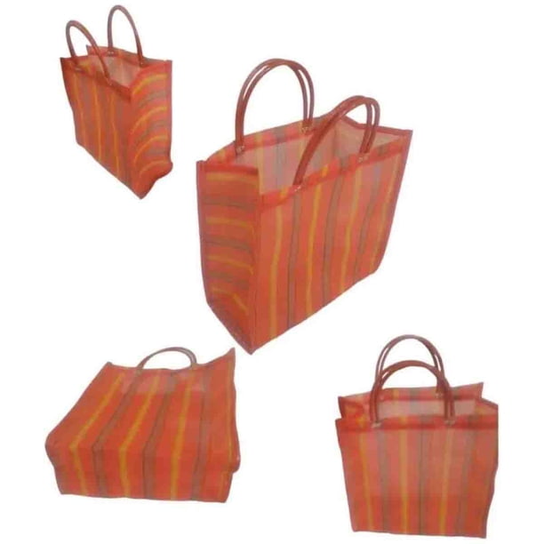 Bolsas de Malla Mexicanas Multicolor, Plástico Reutilizable para Compras y Organización, Asas Resistentes, Estilo Tradicional, Paquete de Bolsas para Mercado y Cocina