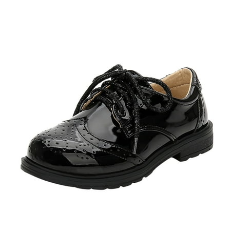 

NIUREDLTD Summer Autumn Boys Leather Shoes Boots Thick Soled Student Dress Shoes Performance Shoes Lace Up Size 27