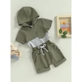 thumbnail image 3 of Coduop Toddler Boys Summer Outfits Set,Short Sleeve Hooded T-shirt and Elastic Shorts 2Pcs Set, 3 of 8