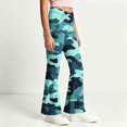 thumbnail image 4 of Spazoro Girls Flare Pants with Pockets, Button Closure Camouflage Print Relaxed Fit Lightweight Retro Bell‑Bottom Trousers for Street Daily Wear Mint Green Size 11-12, 4 of 7