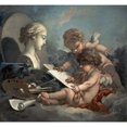 thumbnail image 3 of Boucher, Francois 13x12 Black Modern Framed Museum Art Print Titled - Amore, Allegory of Painting, 3 of 5
