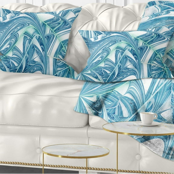 Designart 12" x 20" Blue Polyester Throw Pillow