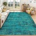 thumbnail image 4 of Washable Boho Vintage Area Rug - Distressed Non-Slip Collapsible Carpet - Low Pile Accent Rug for Living Room, Bedroom, Dining Room - Classic Abstract Farmhouse Style - Green Pine, 5x7ft, USA, 4 of 7