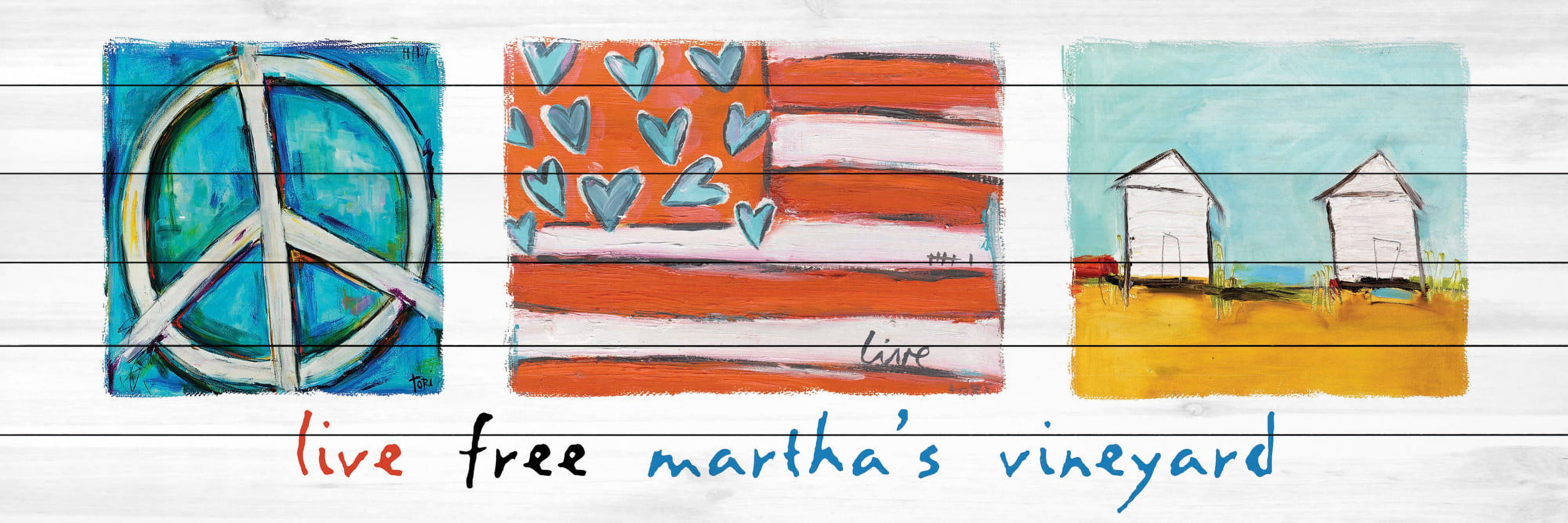 Marmont Hill "Live Free Martha's Vineyard" by Tori Campisi Painting Print on White Pine Wood