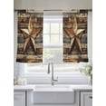 thumbnail image 5 of Retro Star Sheer Curtains 45 inches Long 2 Panels Set Abstract Metal Shabby Stars Old Mottled Wood Wall Tiers Sheers Rod Pocket Small Window Short Curtains for Kitchen Cafe, Each 52" W x 45" L, 5 of 7