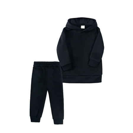 

EHTMSAK Toddler Baby Children Girl Boy 2PCS Pullover Hoodie and Pants Set Outfits Long Sleeve Clothing Set Black 1Y-7Y 90