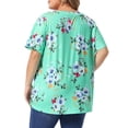 thumbnail image 3 of Agnes Orinda Women's Plus Size Floral Tops V Neck Short Sleeve Summer Casual Tunics Blouse 4X Mint Green, 3 of 6