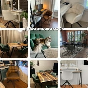 Guyou Modern Swivel Office Chair No Wheels, PU Leather Upholstered Desk Chair Armchair with Black Metal Legs for Living Room Bedroom Home Office, Brown