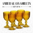 thumbnail image 2 of Elle Decor Stylish Glass Goblets, Set of 6 - 8.4oz Stemmed Wine Glasses for Red/White Wine - Elegant Drinkware for Entertaining, Special Occasions, Dinner Parties, Summer Celebrations (Amber), 2 of 7