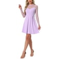 thumbnail image 2 of INSPIRE CHIC Women's Dress Heart Mesh Sheer Long Sleeve Gothic Cocktail Party Mini Dress XS Light Purple, 2 of 8