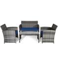 thumbnail image 4 of Juego de Muebles de Patio Costway 4 Piezas Mimbre PE Tejido a Mano Azul, 4 of 5
