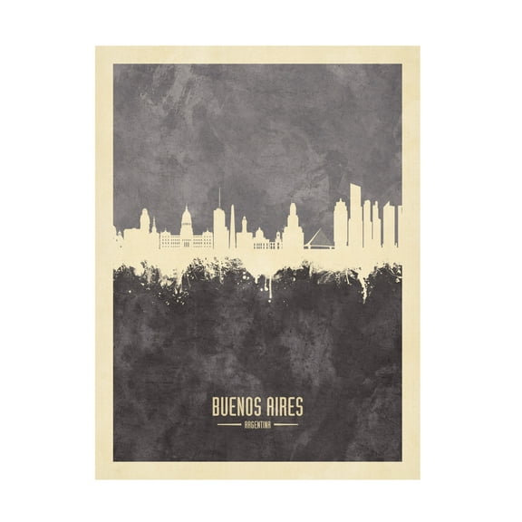 Michael Tompsett 'Buenos Aires Argentina Skyline Gray' Canvas Art