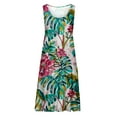 thumbnail image 5 of Fartey Sundresses for Women Plus Size Boho Floral Tiered Midi Dress Casual Loose Sleeveless Crew Neck Swing Dress Flowy Summer Beach Vacation Dress Green S-5XL, 5 of 5