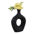 thumbnail image 6 of Oval Cutout Vase for Living Room Decor - Modern Ceramic Flower Vase for Home, Bedroom Vanity, Office, and Table Accents - Tall Textured Design for Shelf and Entryway Decor - 10", Black, 6 of 11