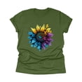 thumbnail image 4 of NAMTYQX Womens Tshirts Cotton Loose Fit Soft Oversized Short Sleeve Boyfriend Stretch Gemusterte Print Scoop Neck Basic Cute Summer Tops for Women Army Green Size 2XL, 4 of 5