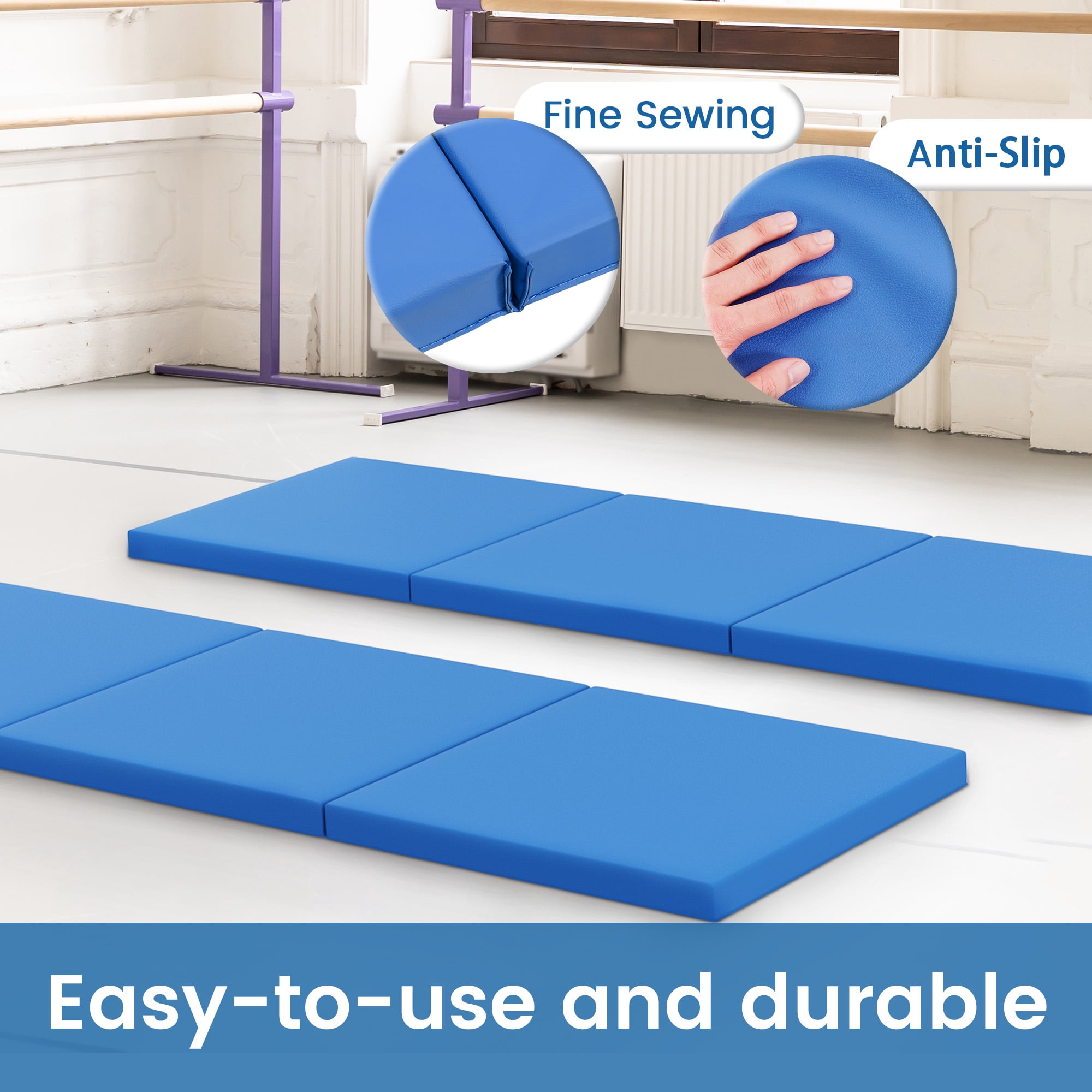 Sprint Demon Gymnastics Flooring, 2 ft × 6 ft × 2 in, high‑density EPE foam, three‑fold, non‑toxic vinyl