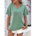 thumbnail image 6 of Womens Summer V Neck Tops Oversized T Shirts Short Sleeve Blouses for Women Dressy Casual Work Outfits Green XL, 6 of 9