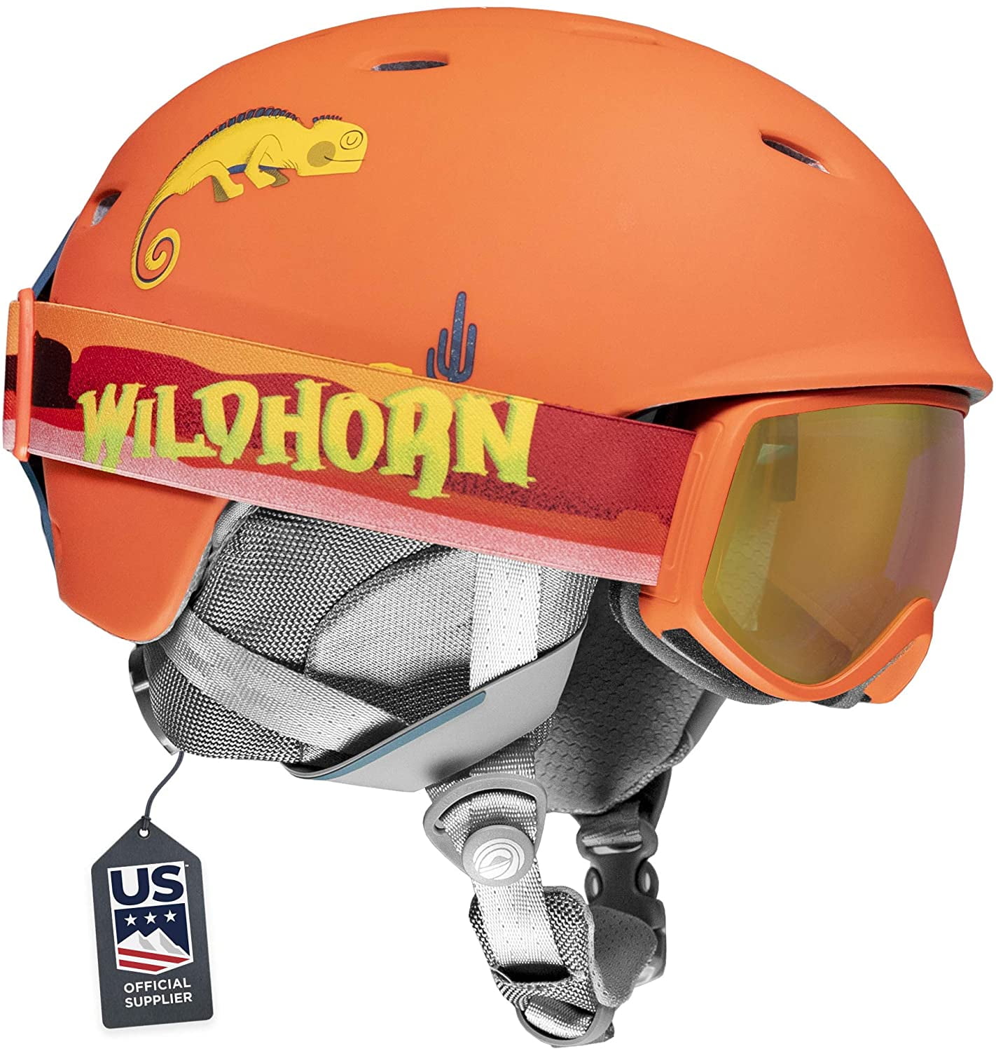 ASTM Certified US Ski Team Official Supplier Wildhorn Spire Snow & Ski Helmet w/Goggles for Kids and Youth 
