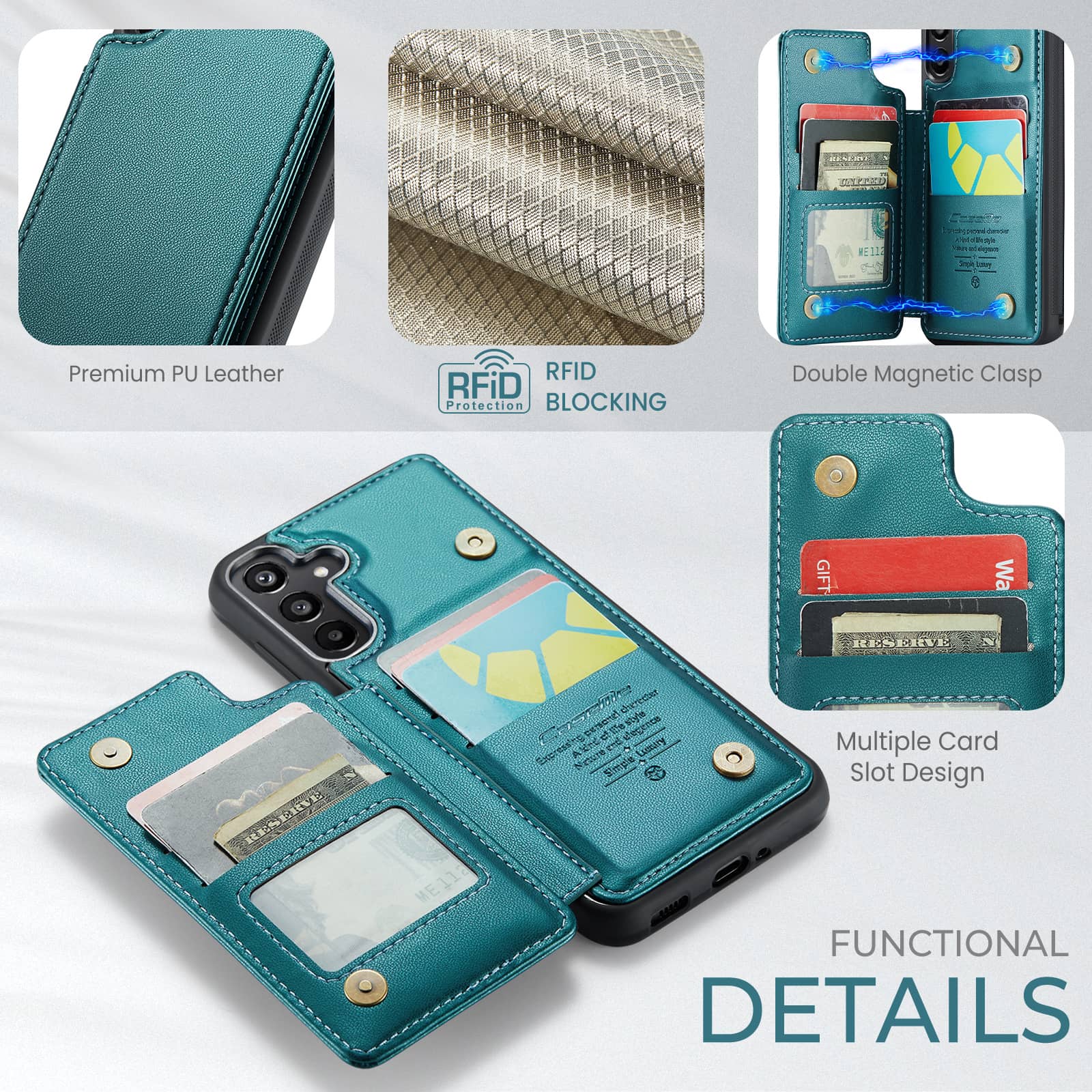 Cyberland Samsung Galaxy A16 Wallet Case Green photo 3