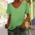 thumbnail image 3 of Mittory Women Casual Deep V Neck T Shirts Summer Short Sleeve Fashion Loose Solid Color Tops Tee, 3 of 5
