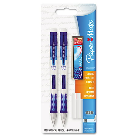 2pk #2 Mechanical Pencils with Lead/Eraser Refill ClearPoint Elite .7mm Multicolor - PaperMate