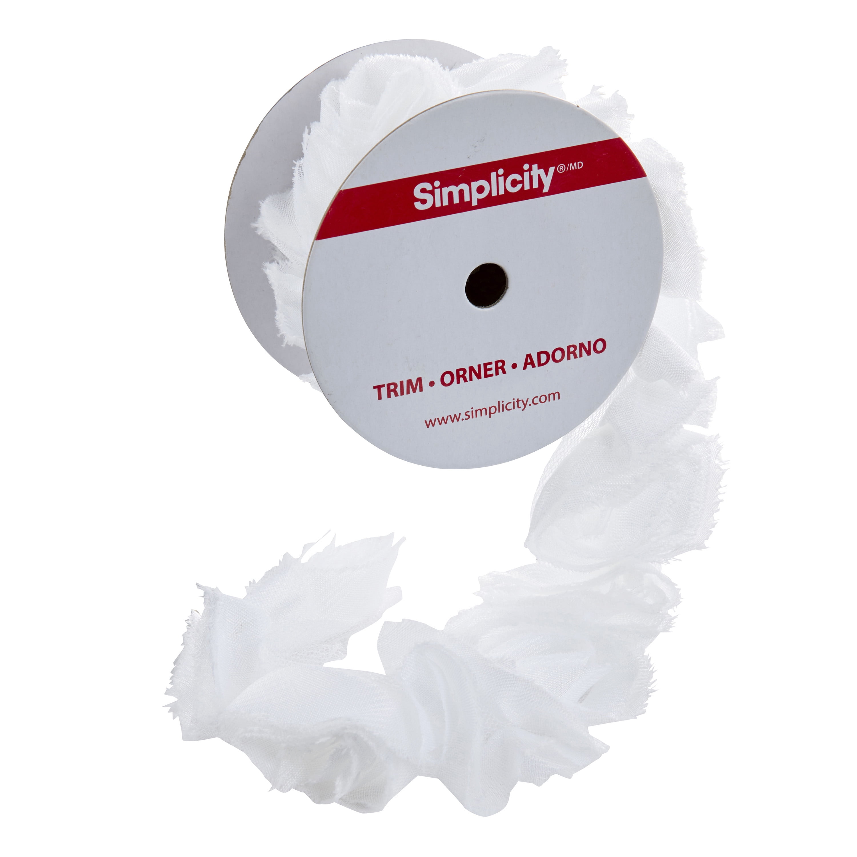 (3 pack) Simplicity Trim, White 2 inch Large Ribbon Rose Trim Great for Apparel, Home Decorating, and Crafts, 1 Yard, 1 Each