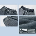 thumbnail image 5 of Boys Baggy Jeans Winter Fleece Lined Denim Pants Elastic Waist Loose Casual Wide Leg Trousers with Pocket Tween Girls Outfits, Light Blue, 10 Years, 5 of 7