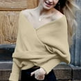 thumbnail image 2 of SUXIAN Women's Knitted Sweater with Scarf Design V Neck Off Shoulder White One Size, 2 of 4